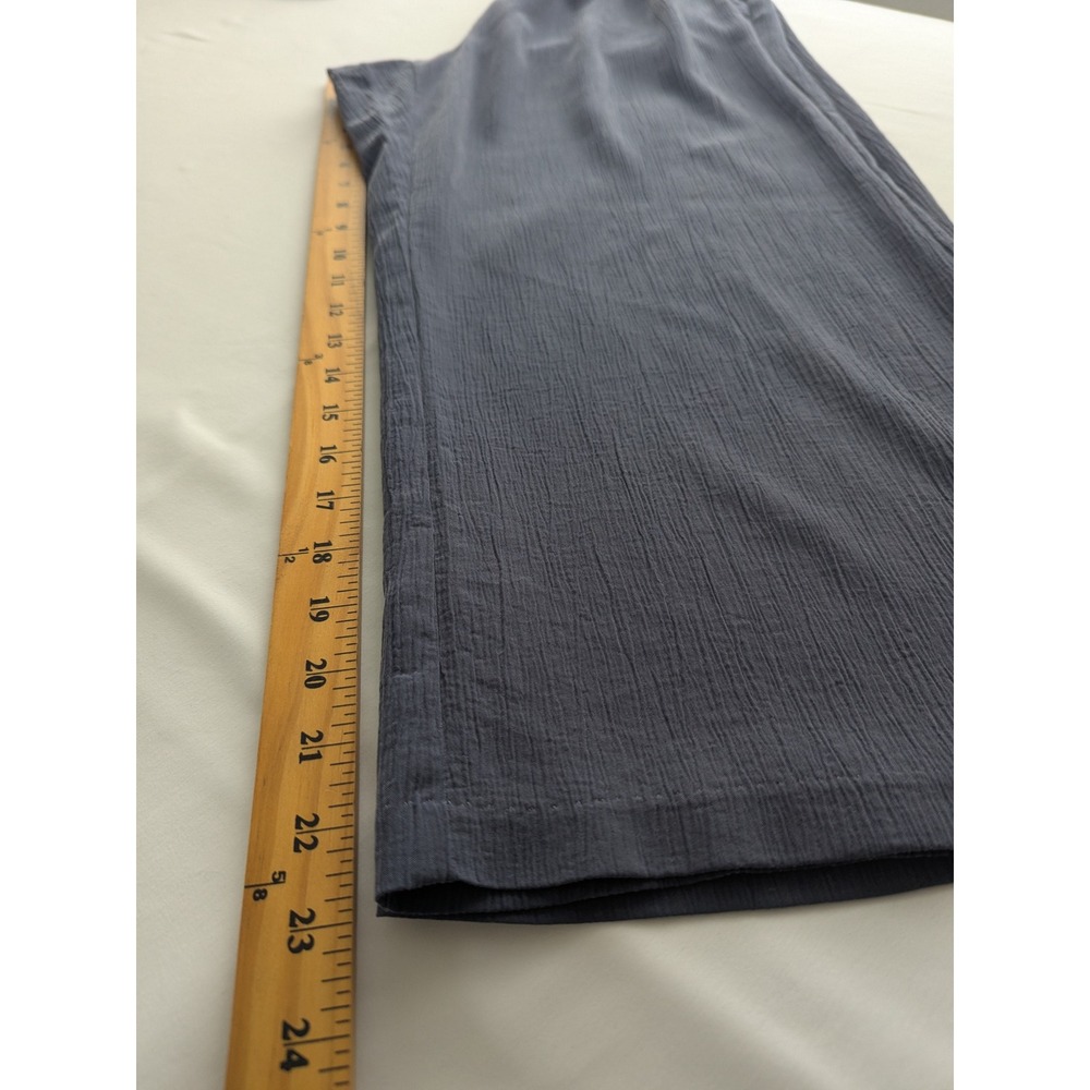 Pure Jill Wide Leg Crinkle Pants Women S Petite Gray Sand-Washed Tencel Modal - Picture 8 of 9